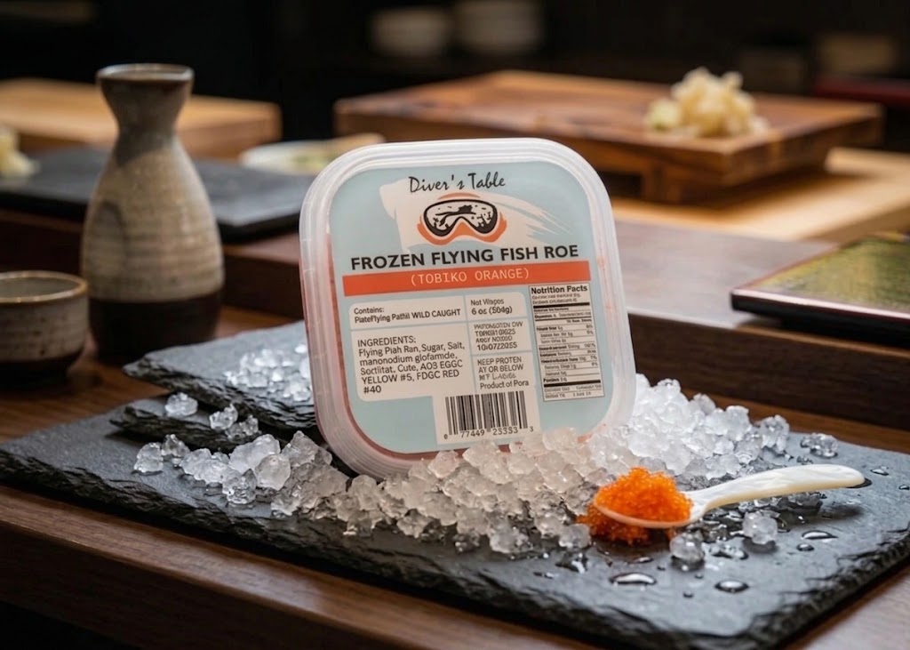Diver's Table Frozen Flying Fish Roe Tobiko Orange 8 oz