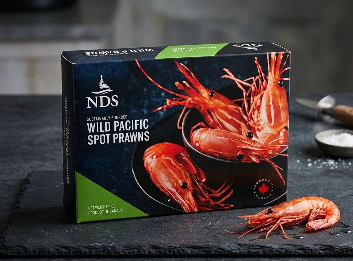 Premium Wild-Caught Spot Prawns – Frozen, Sweet & Tender (Jumbo, 2.2 lbs)